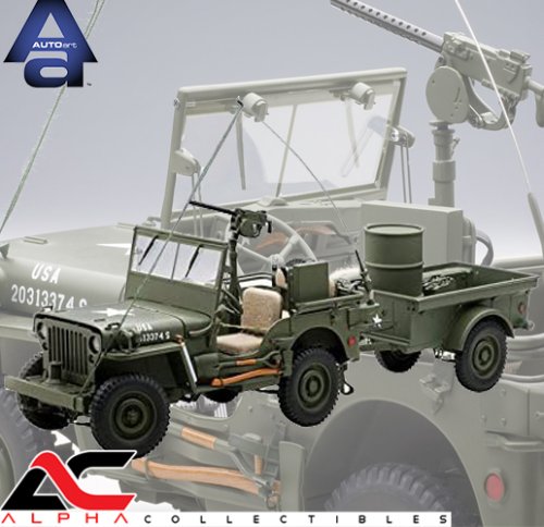 JEEP WILLYS (ARMY GREEN)(WITH TRAILER/ACCESSORIES INCLUDED)